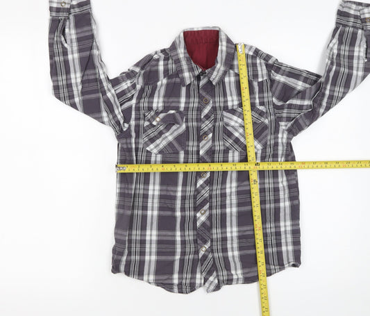 St. Bernard for Dunnes Boys Grey Check Button-Up Long Sleeve Shirt 8-9 Years