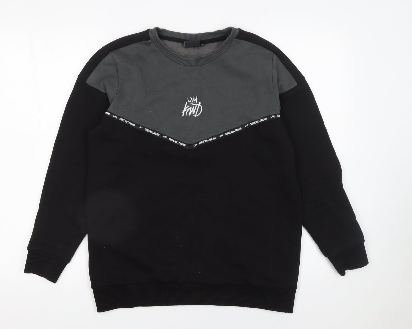 Kings Will Dream Boys Black & Grey Pullover Sweatshirt 14-15 Years Regular Fit
