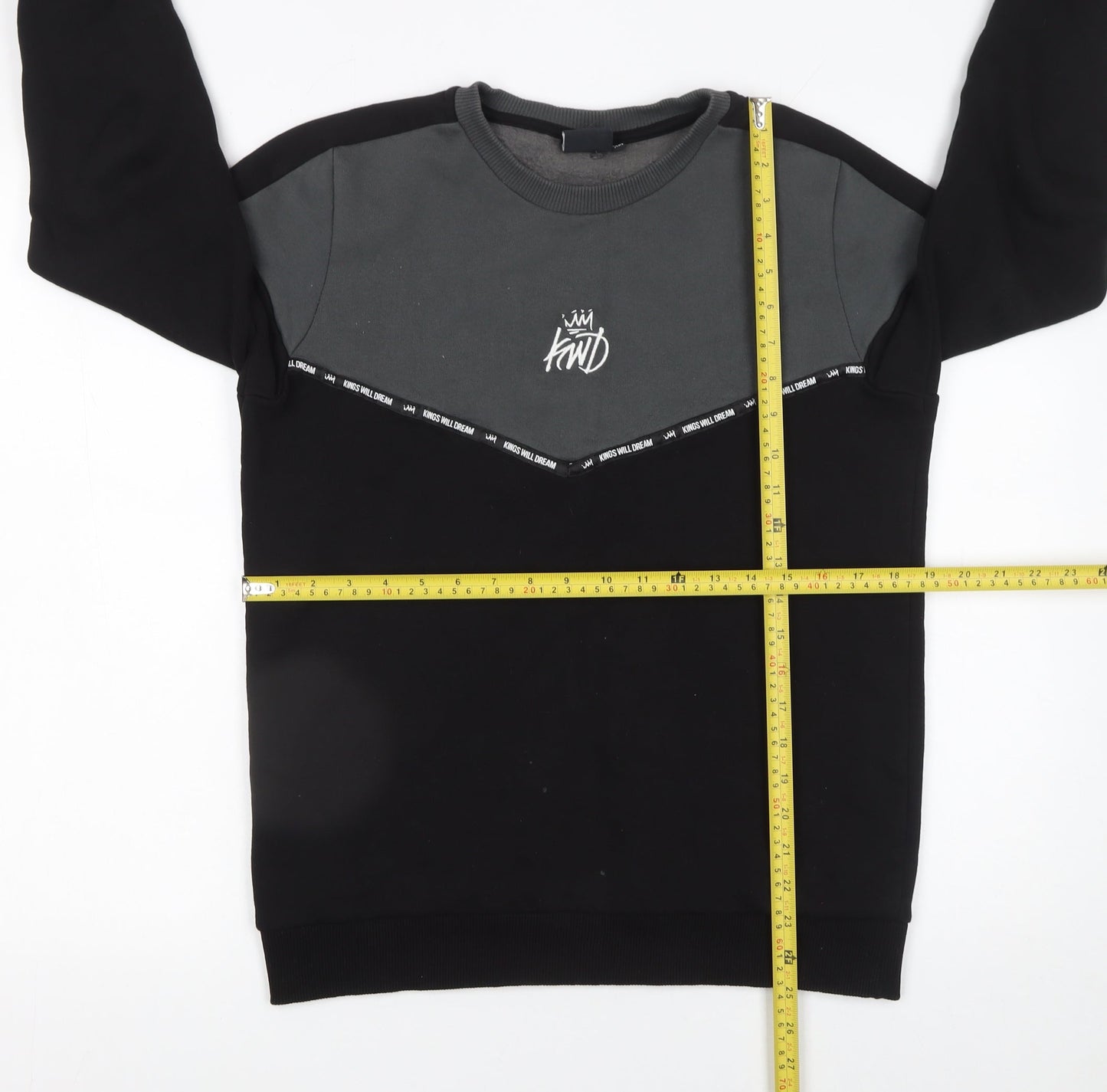 Kings Will Dream Boys Black & Grey Pullover Sweatshirt 14-15 Years Regular Fit