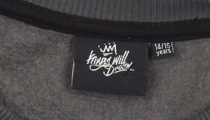 Kings Will Dream Boys Black & Grey Pullover Sweatshirt 14-15 Years Regular Fit