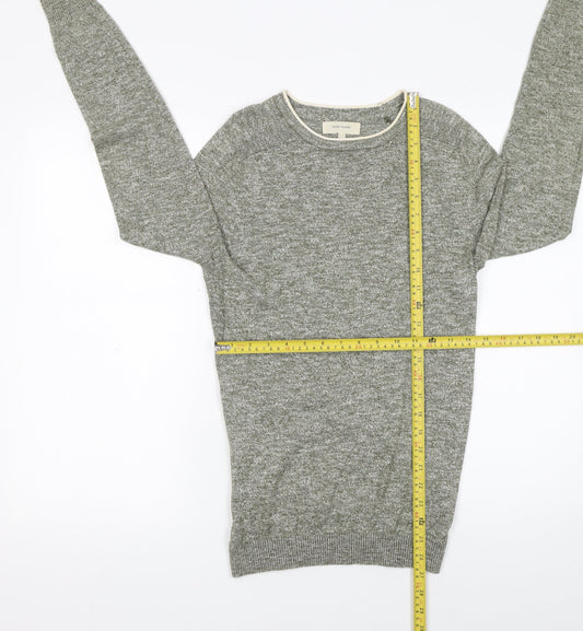 River Island Men's Grey Cotton Blend Crew Neck Pullover Jumper XS