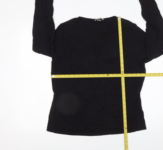H&M Women’s Black Viscose Long Sleeve V-Neck Blouse Size 18