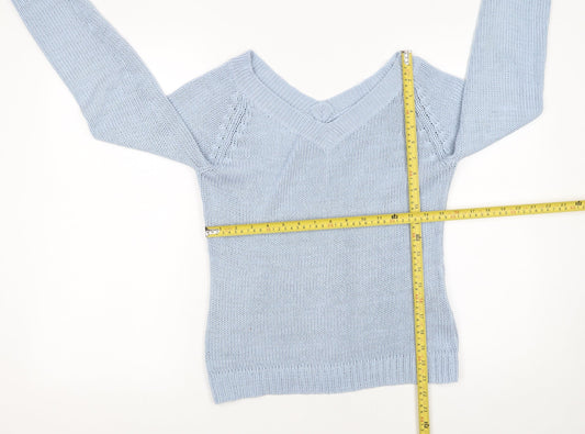 Energy Womens Blue V-Neck Acrylic Knit Jumper XL