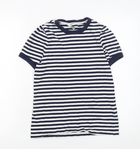 Joules Women's Navy White Striped Short Sleeve Cotton T-Shirt UK 8