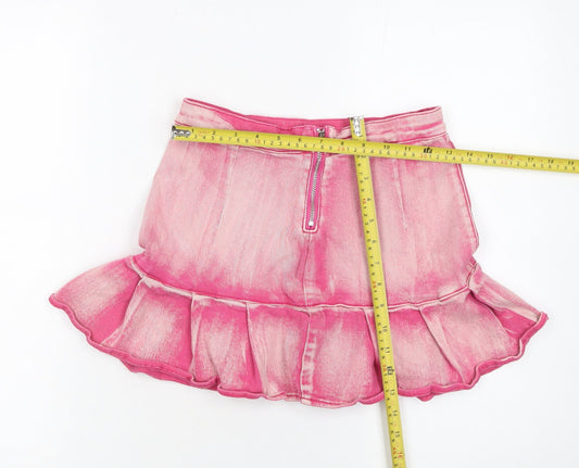 SHEIN Women’s Pink Denim Mini Ruffle Skirt Size 8