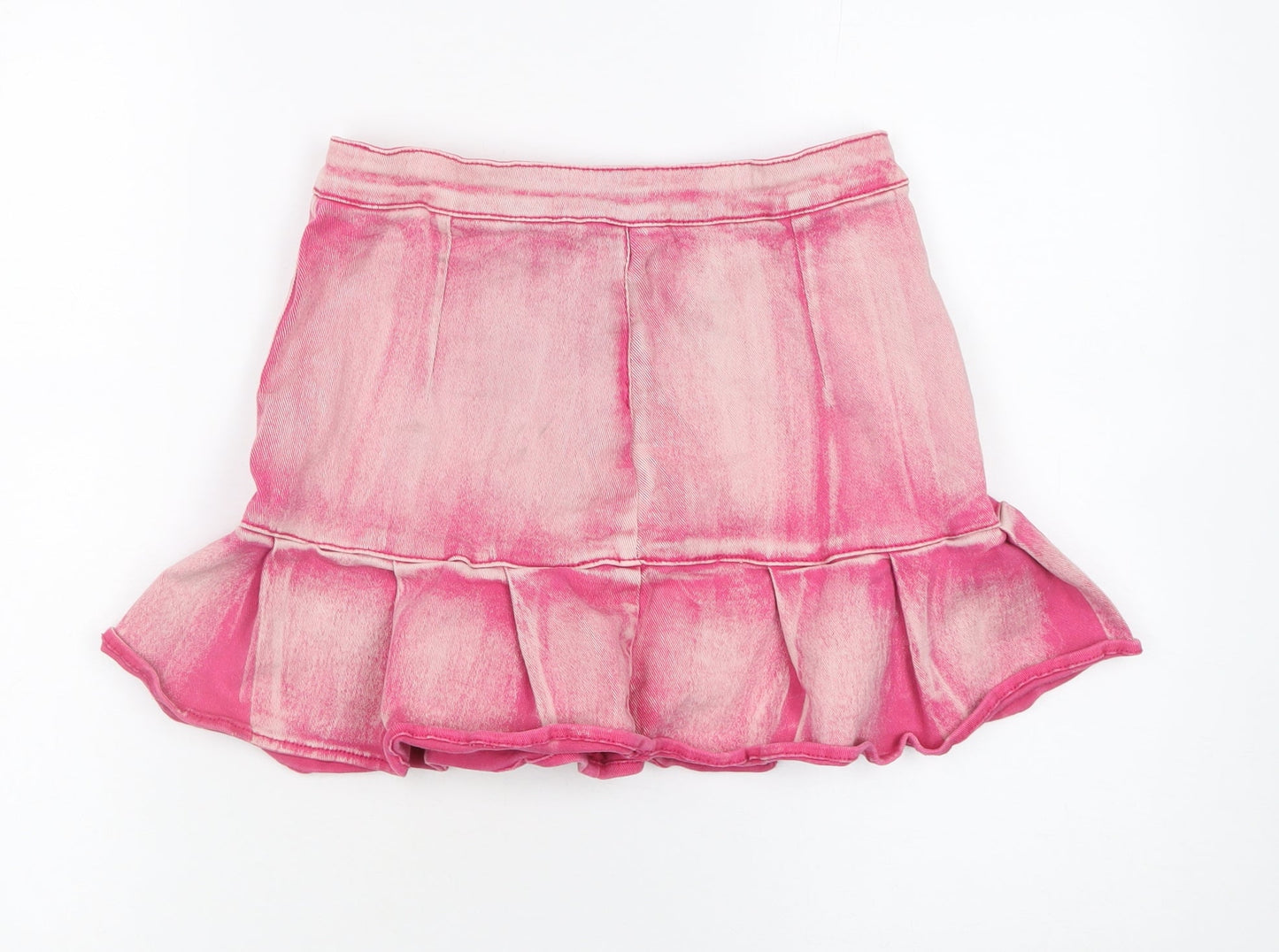 SHEIN Women’s Pink Denim Mini Ruffle Skirt Size 8