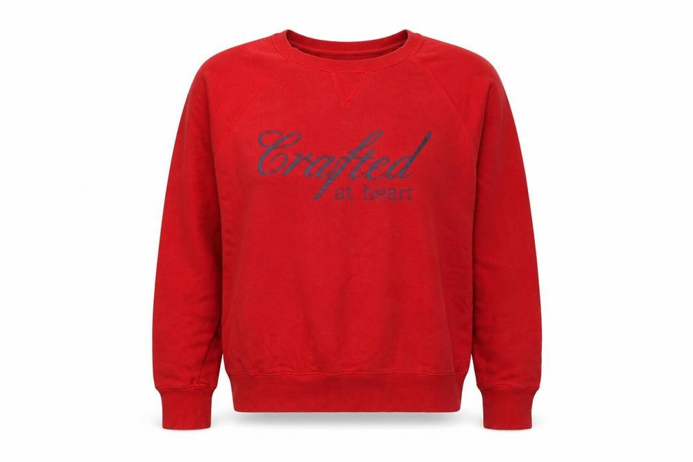 H&M Women's Red Crafted Print Crew Neck Cotton Sweatshirt Size L