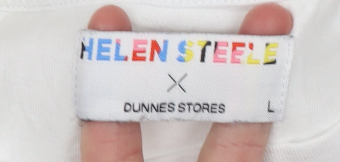 Helen Steele x Dunnes Stores White Animal Print Women's L T-Shirt