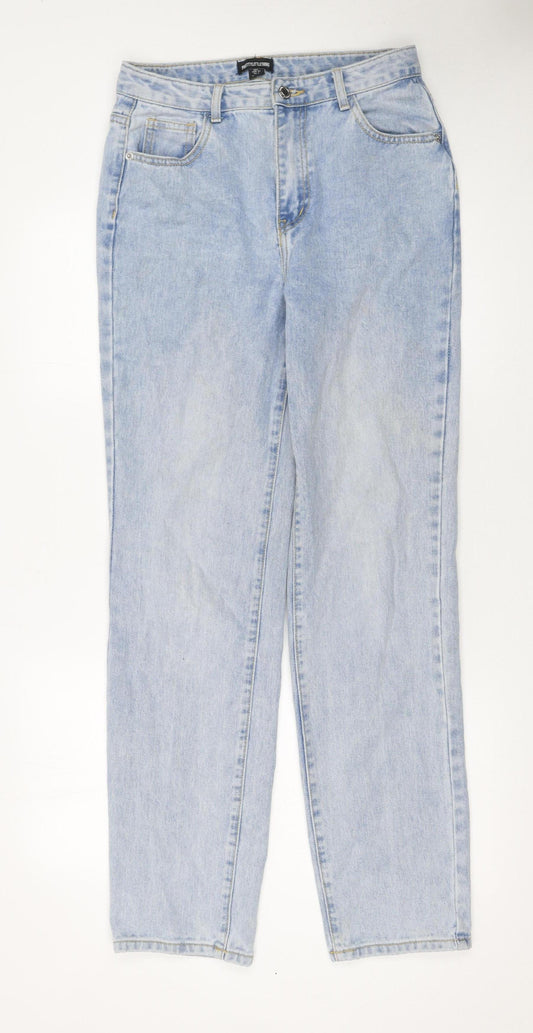 PrettyLittleThing Women's Blue Size 6 High Waist Straight Jeans