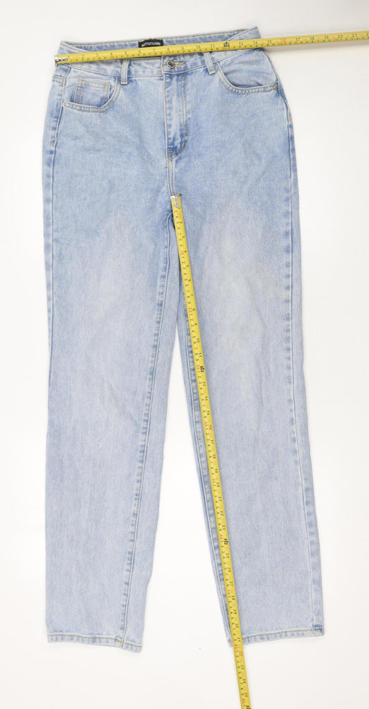 PrettyLittleThing Women's Blue Size 6 High Waist Straight Jeans