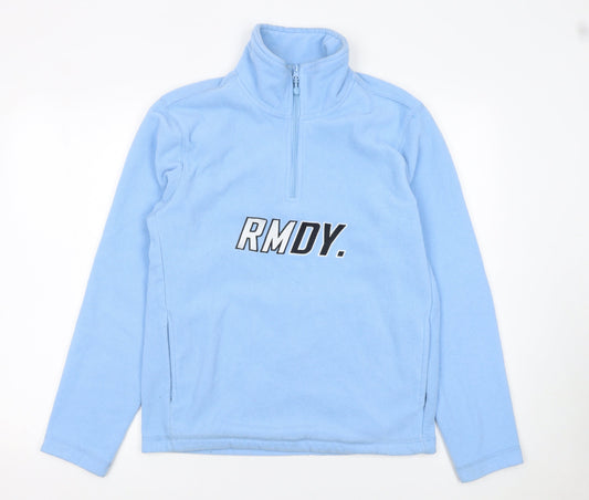 RMDY Women Blue Fleece 1/4 Zip Pullover Sweatshirt S