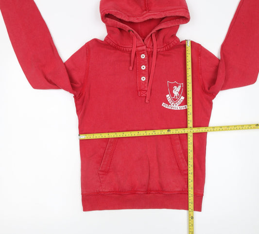 Liverpool FC Women's Red Henley Hoodie Size 12 Cotton Pullover