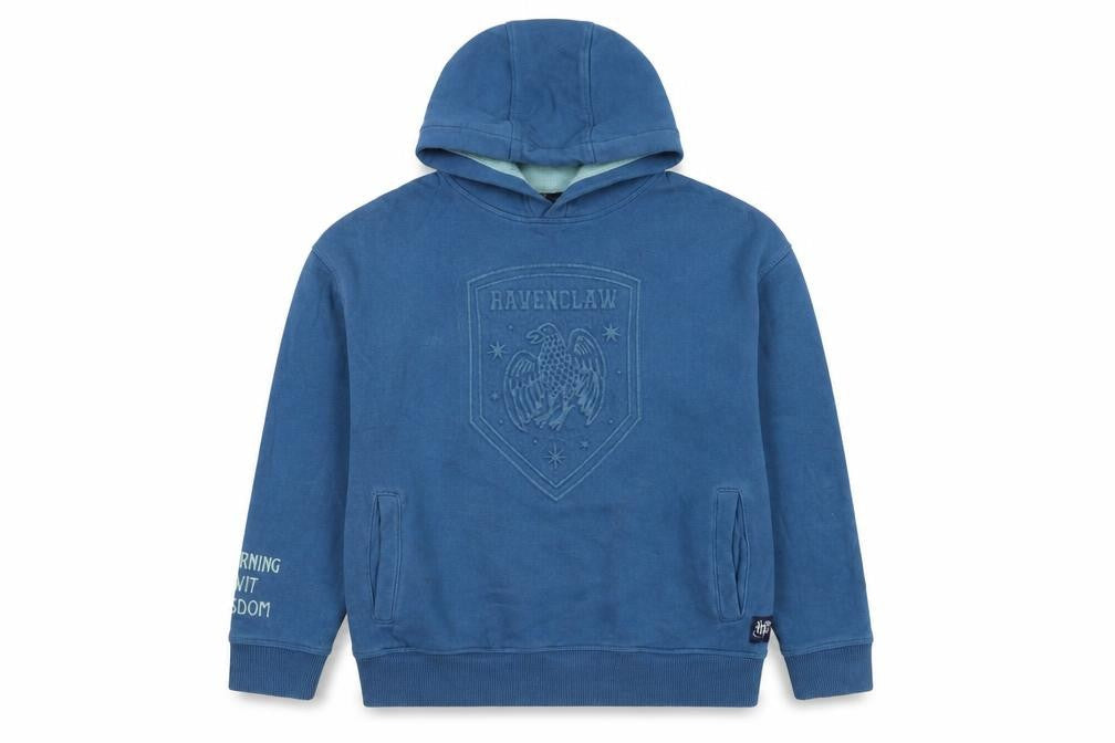 Front view of Marks & Spencer boys’ blue ravenclaw pullover hoodie 11 years