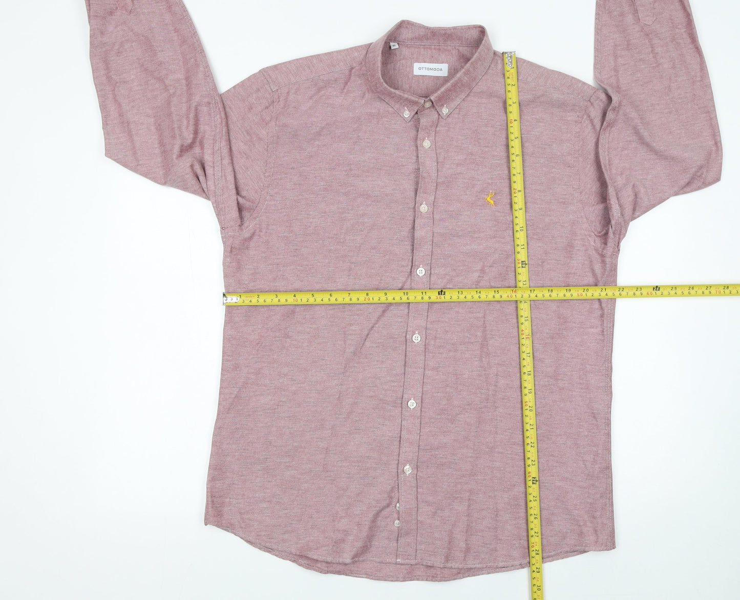 Ottomoda Men's Pink Long Sleeve Button-Up Shirt XL Classic Fit