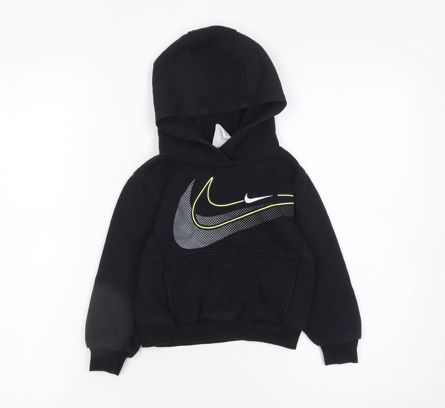 Nike Boys Black Pullover Hoodie 2-3 Years Fleece Graphic Logo Sweatshirt
