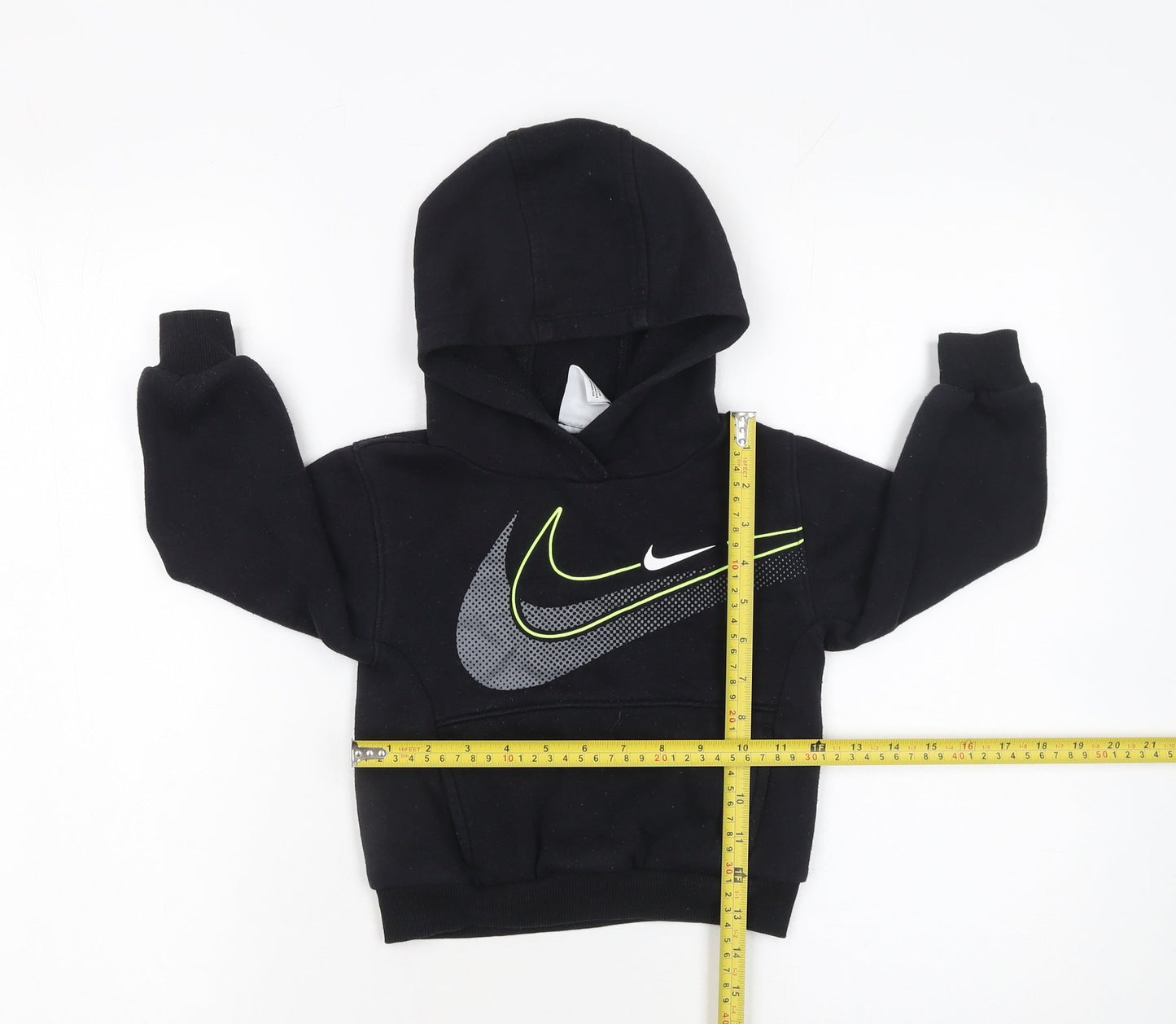 Nike Boys Black Pullover Hoodie 2-3 Years Fleece Graphic Logo Sweatshirt