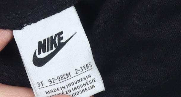 Nike Boys Black Pullover Hoodie 2-3 Years Fleece Graphic Logo Sweatshirt
