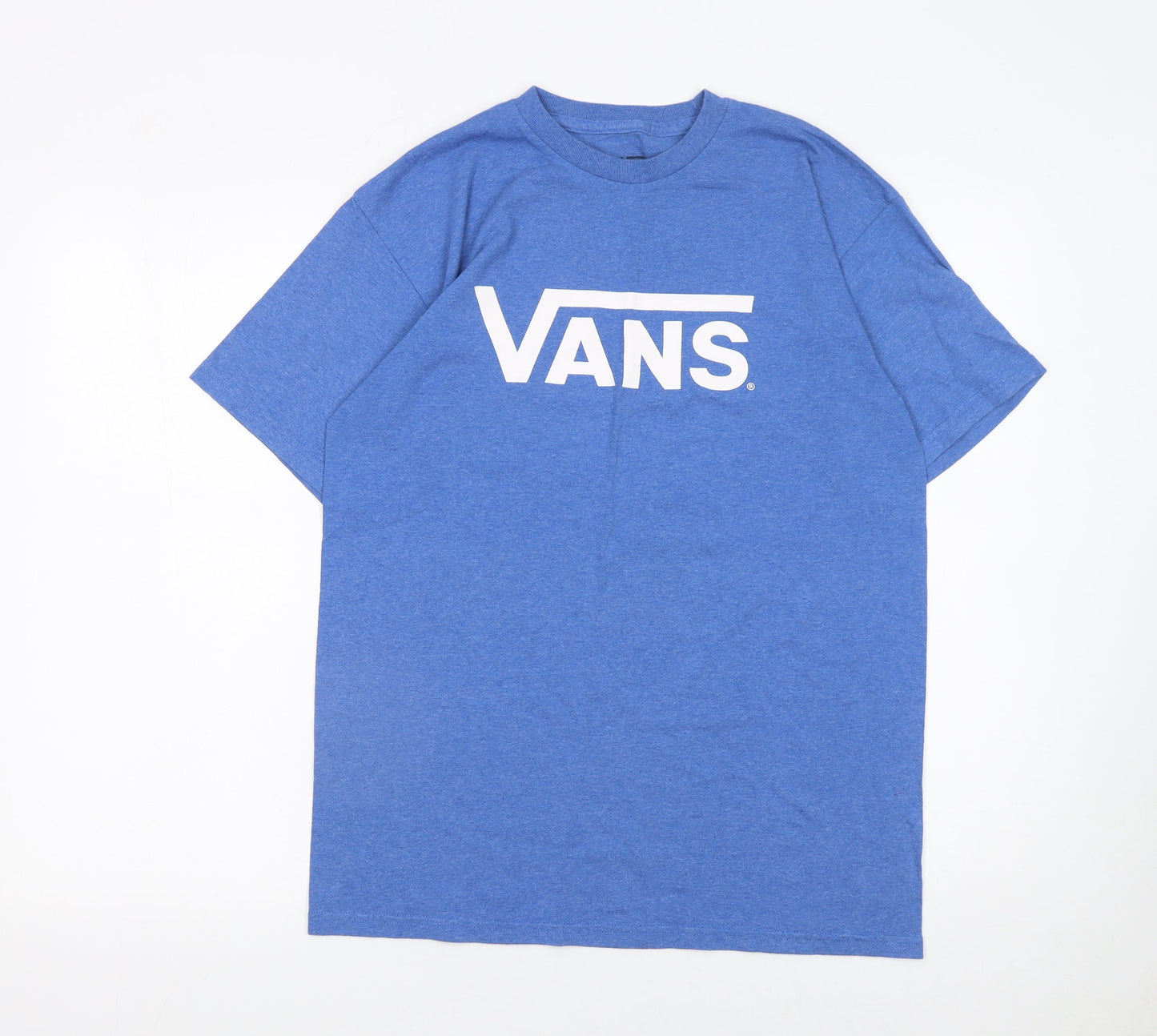 Vans Men Blue Graphic Logo T-Shirt Medium Crew Neck Cotton Blend