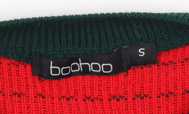 Boohoo Women's Green Merry & Bright Christmas Knit Jumper Size S