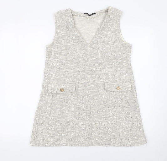 Sfera Women’s Ivory Knit Sleeveless Tunic V-Neck Blouse Size S