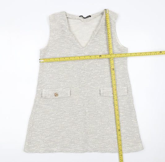Sfera Women’s Ivory Knit Sleeveless Tunic V-Neck Blouse Size S