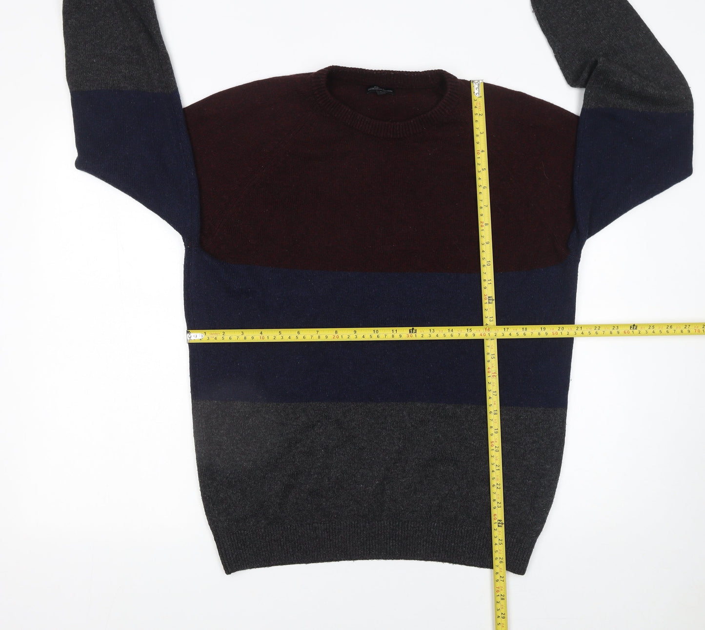 Next Men's Multicoloured L Crew Neck Striped Pullover Jumper