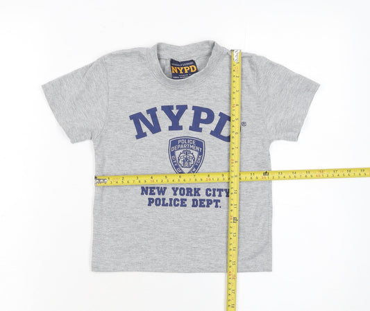 NYPD Boys Grey Short Sleeve Cotton Graphic T-Shirt XS (2-4 Years)