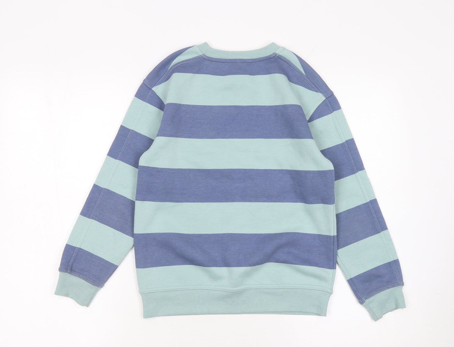 Dunnes Stores Boys Blue Striped Pullover Sweatshirt 9-10 Years Skateboarding Print