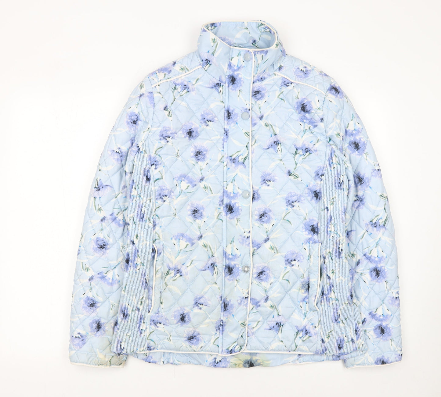 Gerard Womens Blue Floral Quilted Lightweight Jacket Size 14