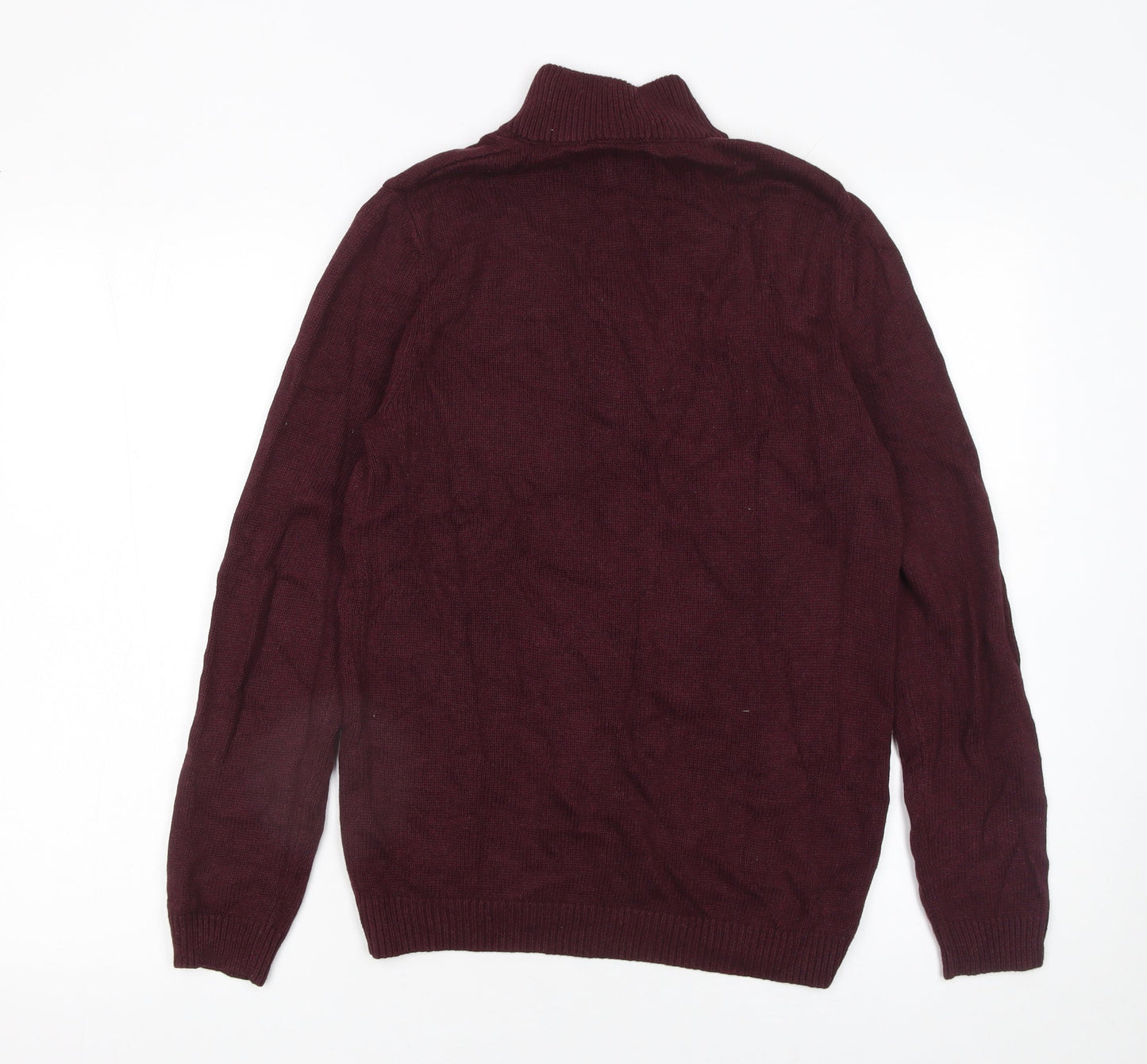 ASOS DESIGN Men’s Red High Neck 1/2 Zip Jumper Size S