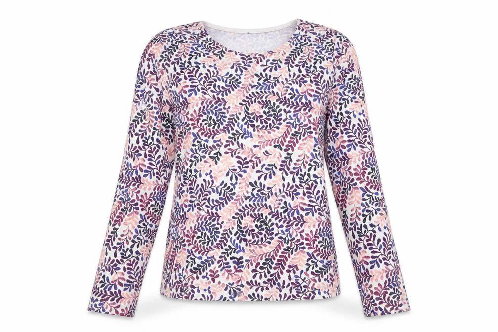 Karen Scott Women's Multicoloured Floral Long Sleeve T-Shirt Medium