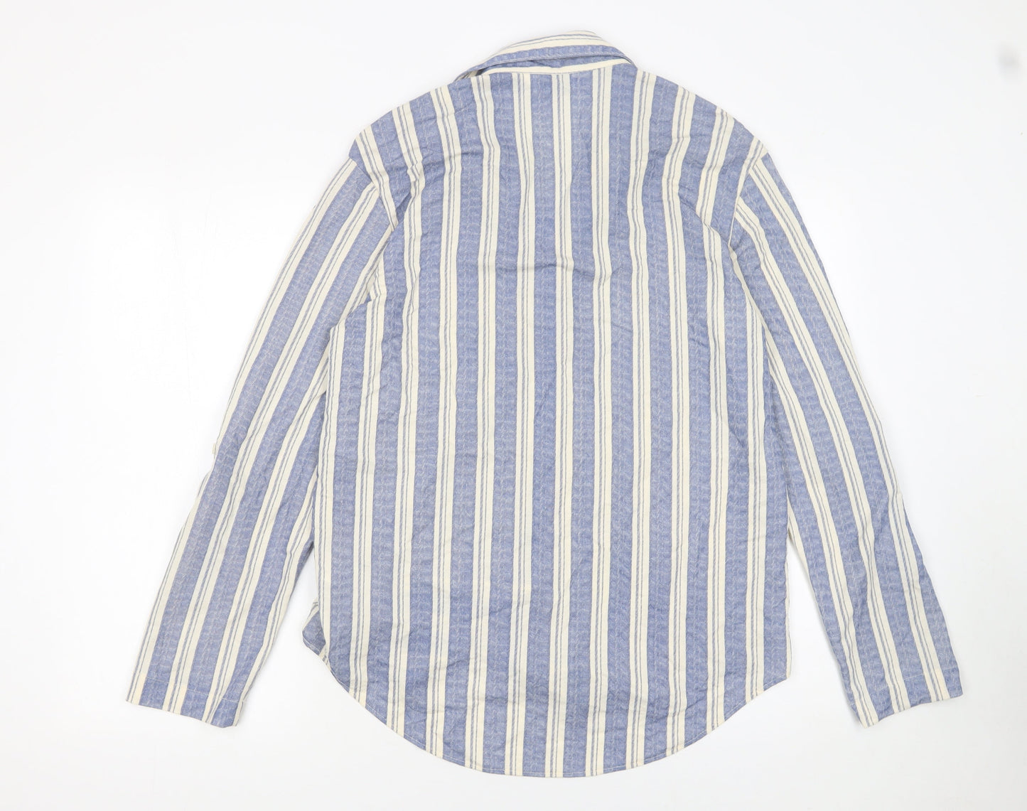 Primark Men's Blue Striped Long Sleeve Button-Up Shirt Size S