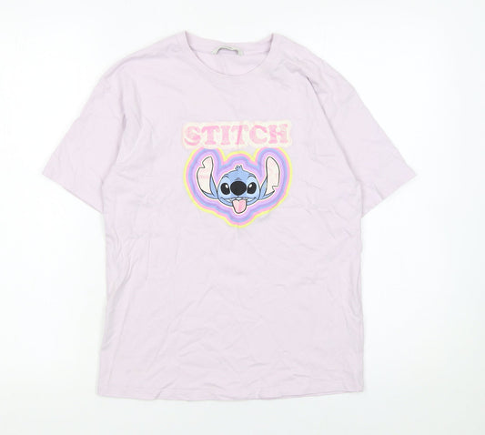 George Girls Pink Stitch Disney T-Shirt 13-14 Years Cotton Casual Top