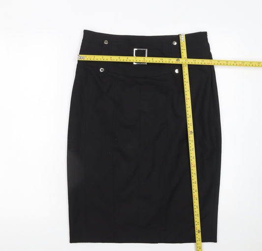 Karen Millen Women Black Size 14 Pencil Skirt with Belt