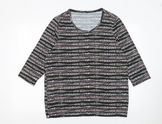 Sunday Womens Multicoloured Geometric Jersey Top XL 3/4 Sleeve