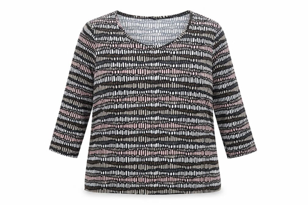 Sunday Womens Multicoloured Geometric Jersey Top XL 3/4 Sleeve