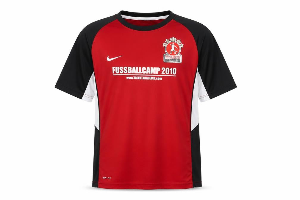 Front view of Nike boys’ red dri-fit football t-shirt xl 13-15 years sports jersey