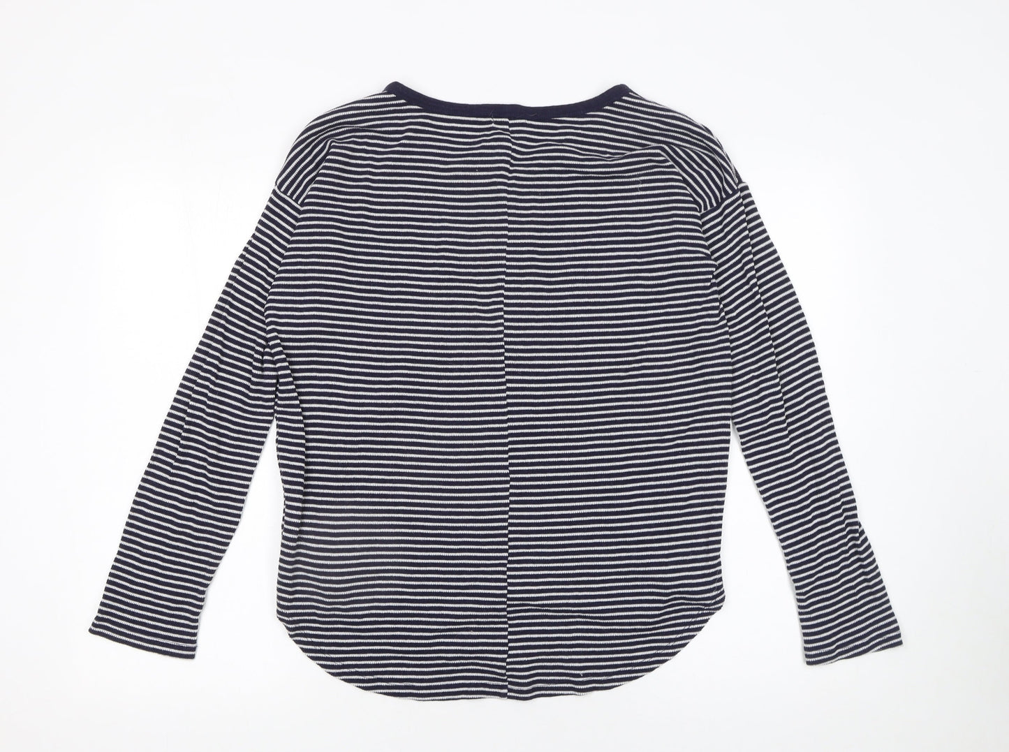 Gap Women's Blue Striped Long Sleeve Henley Jersey Top M