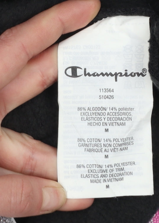 Champion x Chiara Ferragni Black Hoodie Womens Medium Cropped Glitter Trim