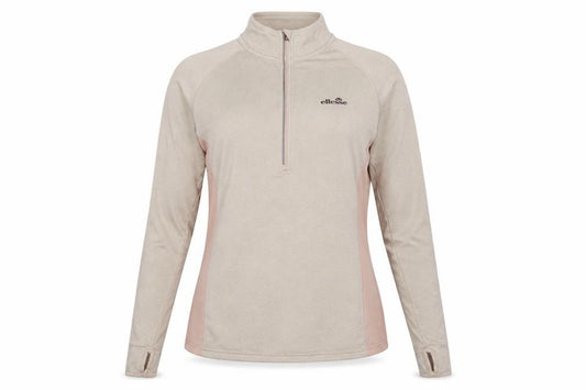 Ellesse Womens Beige Long Sleeve 1/4 Zip Activewear Top Size L