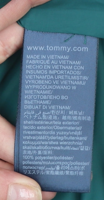 Tommy Hilfiger Women’s Green Puffer Jacket S Hooded Mid-Length Winter Coat