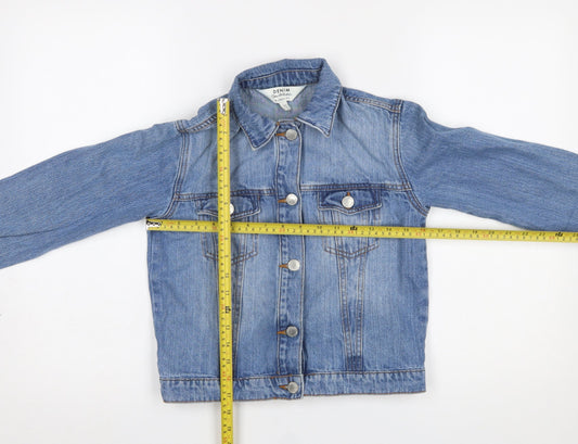 Miss Selfridge Women Blue Denim Basic Jacket UK 4 Long Sleeve Casual