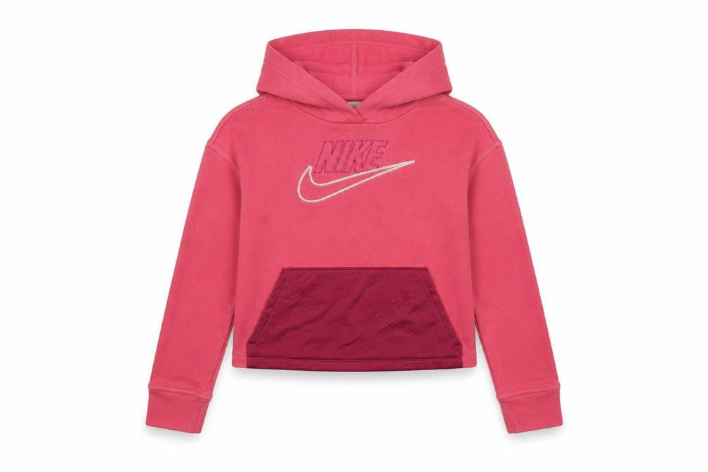 Nike Girls Pink Pullover Hoodie Size 146 Cotton Fleece Logo Graphic