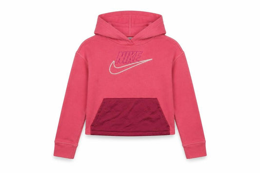 Nike Girls Pink Pullover Hoodie Size 146 Cotton Fleece Logo Graphic