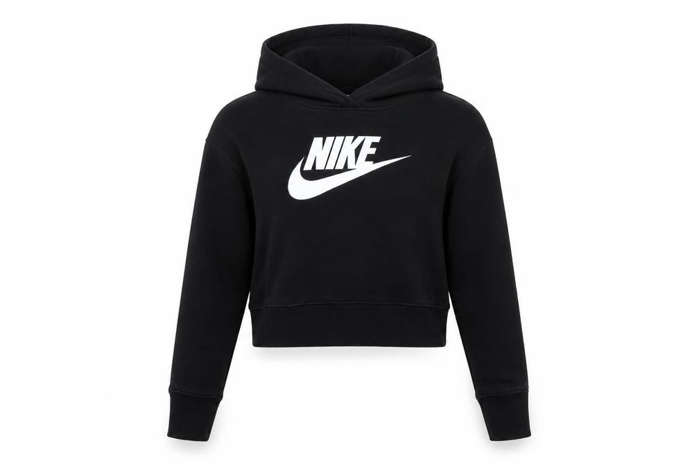 Nike Girls Black Pullover Hoodie Size 146cm Logo Fleece Sweatshirt