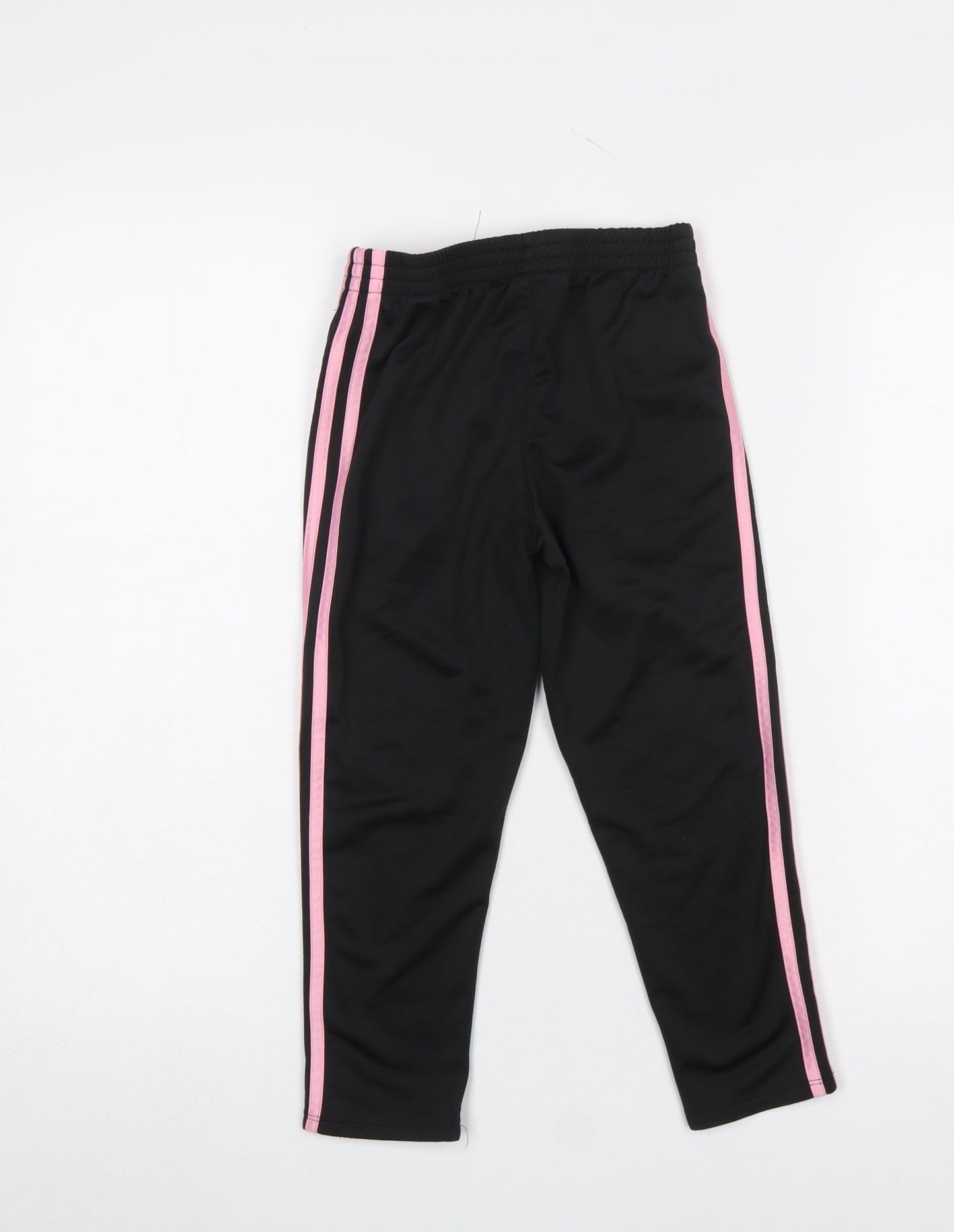 Adidas Girls Black Pink Stripe Jogger Trousers Size 10 Years