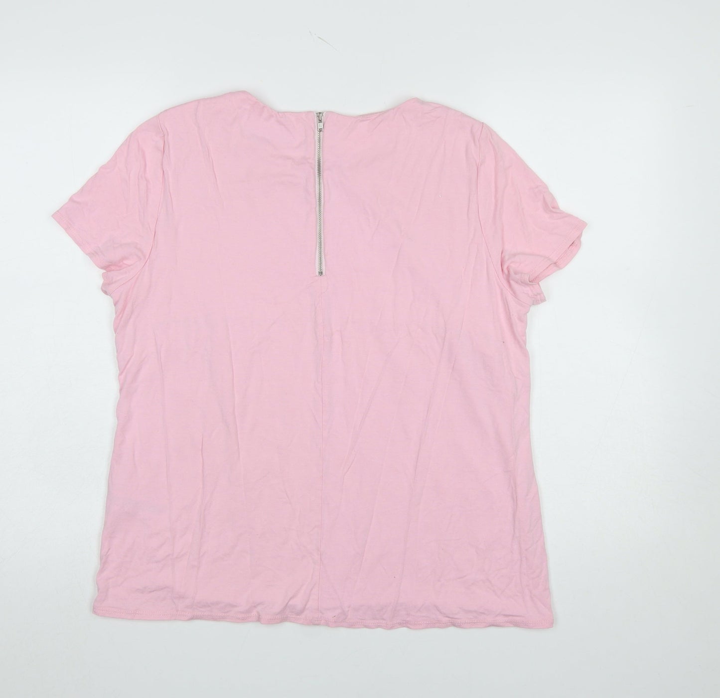 Savida Women Pink Floral Lace Short Sleeve T-Shirt Size 18