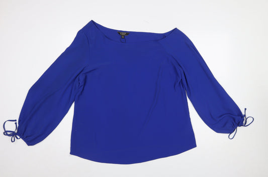 Lipsy Women Blue Tunic Blouse UK 18 Boat Neck 3/4 Sleeve