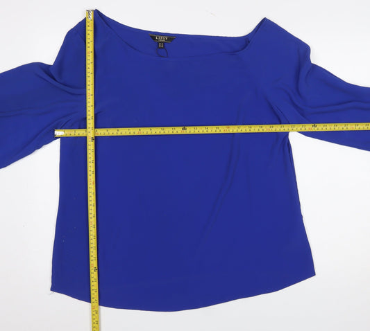 Lipsy Women Blue Tunic Blouse UK 18 Boat Neck 3/4 Sleeve