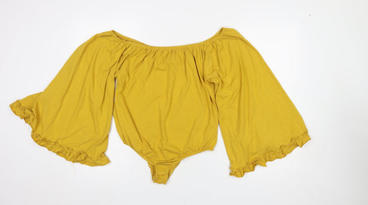 Glamorous Women’s Yellow Off Shoulder Bodysuit Size 18 Cotton Blend